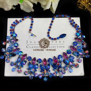 Vintage-S中古首饰50年代JULIANA龙息银箔琉璃珠奥地利水晶项链