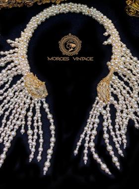 重工狮子头尾仿珍珠鬃毛项圈项链