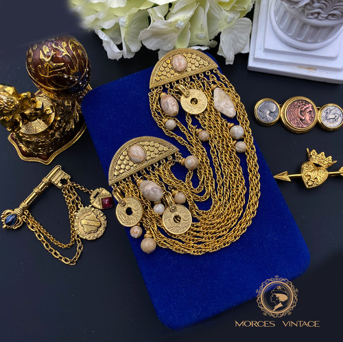 vintage胸针珐琅水钻古董首饰