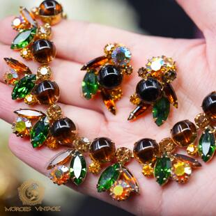 Vintage-S中古首饰50年代JULIANA盛夏的果实果冻钻奥地利水晶套装