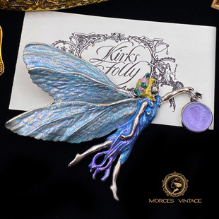 Kirks Folly引路仙子天使月亮面胸针吊坠项链