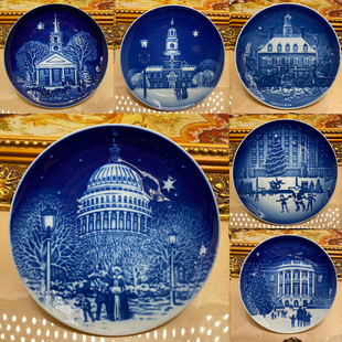 Vintage中古RoyalCopenhagen丹麥皇家哥本哈根美國圣誕節年份盤子