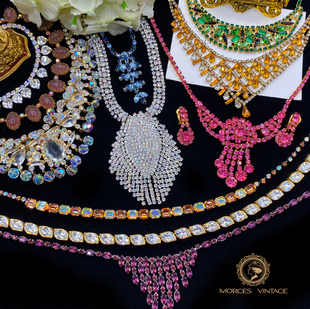 Vintage-S9复古董首饰奥地利水晶钻百搭镀金通勤项链项圈juliana