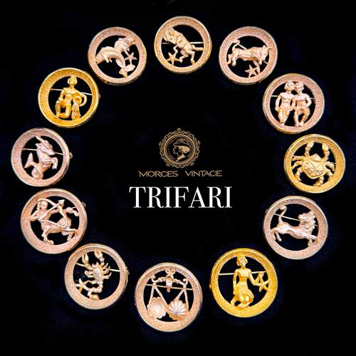 TRIFARI十二星座宫浮雕徽章胸针