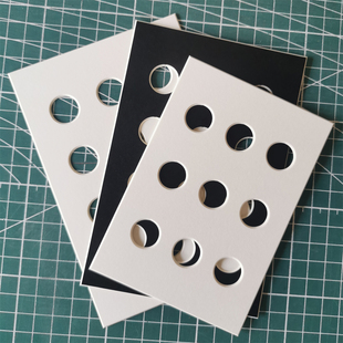 裱diy 异形圆孔宫格画框装 圆形卡纸定制 圆形开孔卡槽纸45度斜切