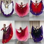 720度大摆裙新疆舞蹈演出服女成人维吾尔族艺考练功半身裙表演服