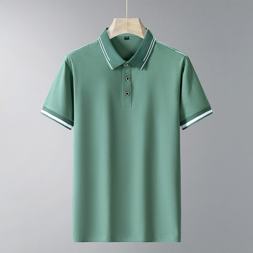夏季新款高品质纯棉T恤男Polo衫上衣公版纯色绣花翻领上衣