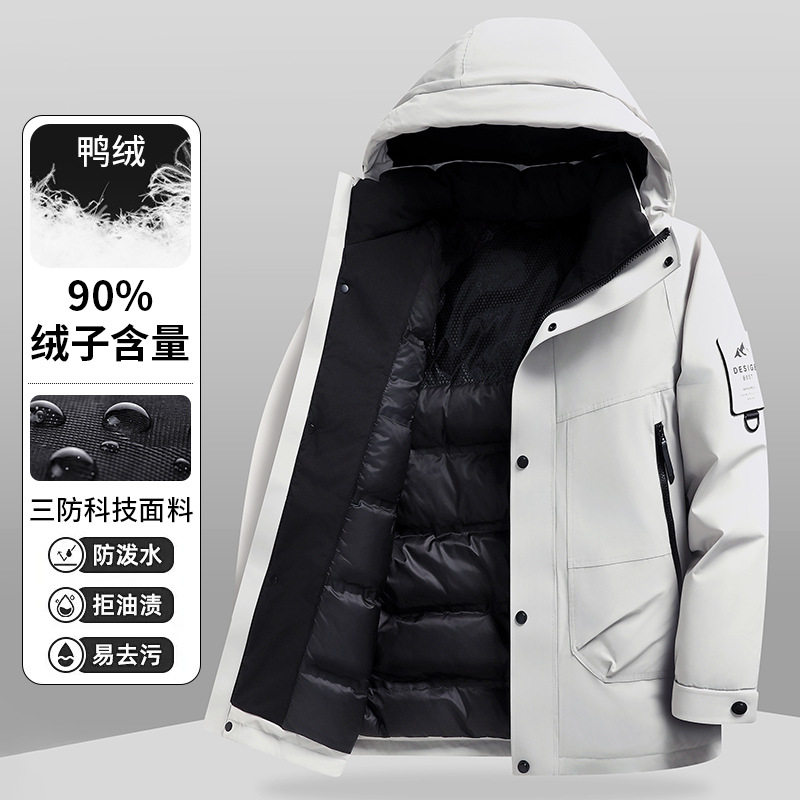 男女同款户外情侣款宽松羽绒服连帽冲锋衣秋冬新款工作服羽绒外套