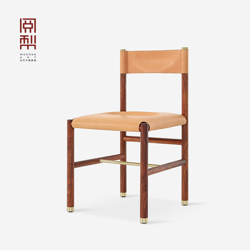 阅梨家用实木椅子餐椅简约轻奢 非洲花梨木 意大利植鞣皮 小阅椅