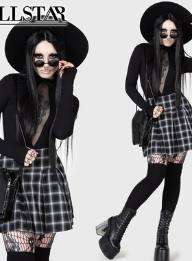 吉儿朋克】英国Killstar副牌Kihilist格纹ARTEM高腰纯棉百褶短裙