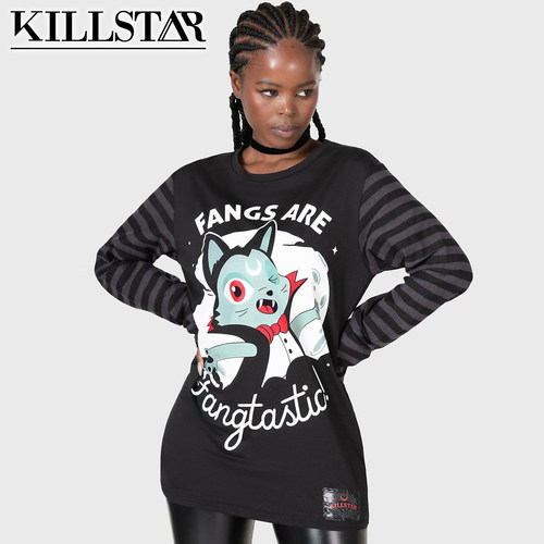吉儿朋克】Fangtasy吸血猫条纹纯棉长袖T恤英国原装进口Killstar