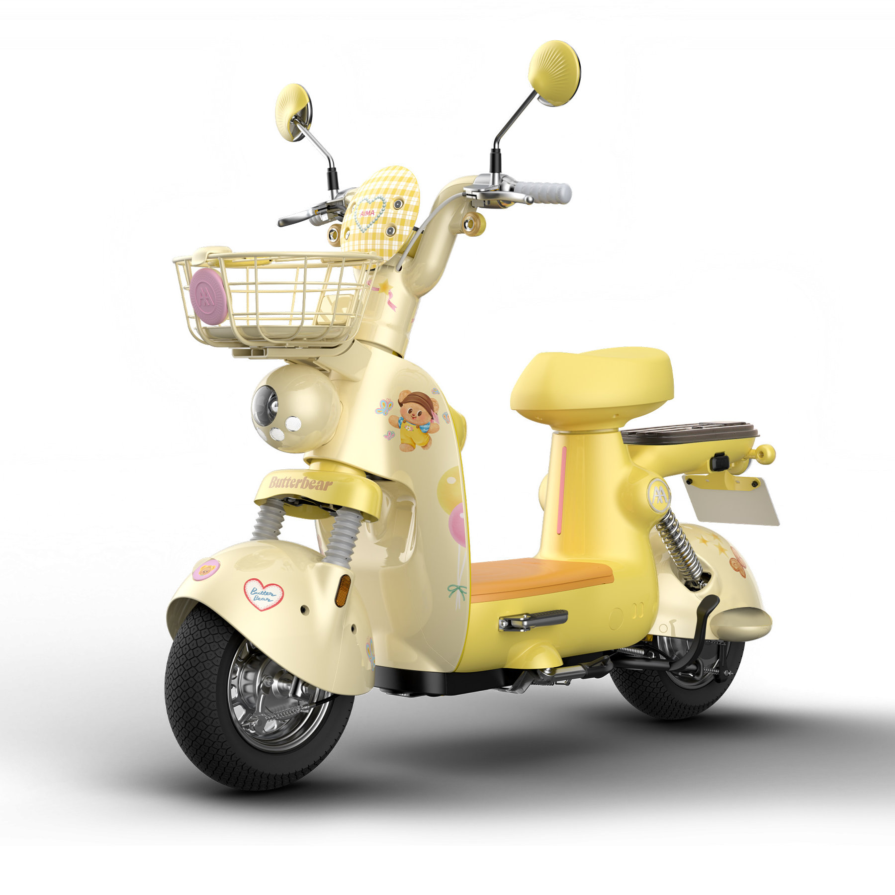 爱玛电动车墩墩新款黄油小熊联名款60V大电池时尚电动轻便摩托车