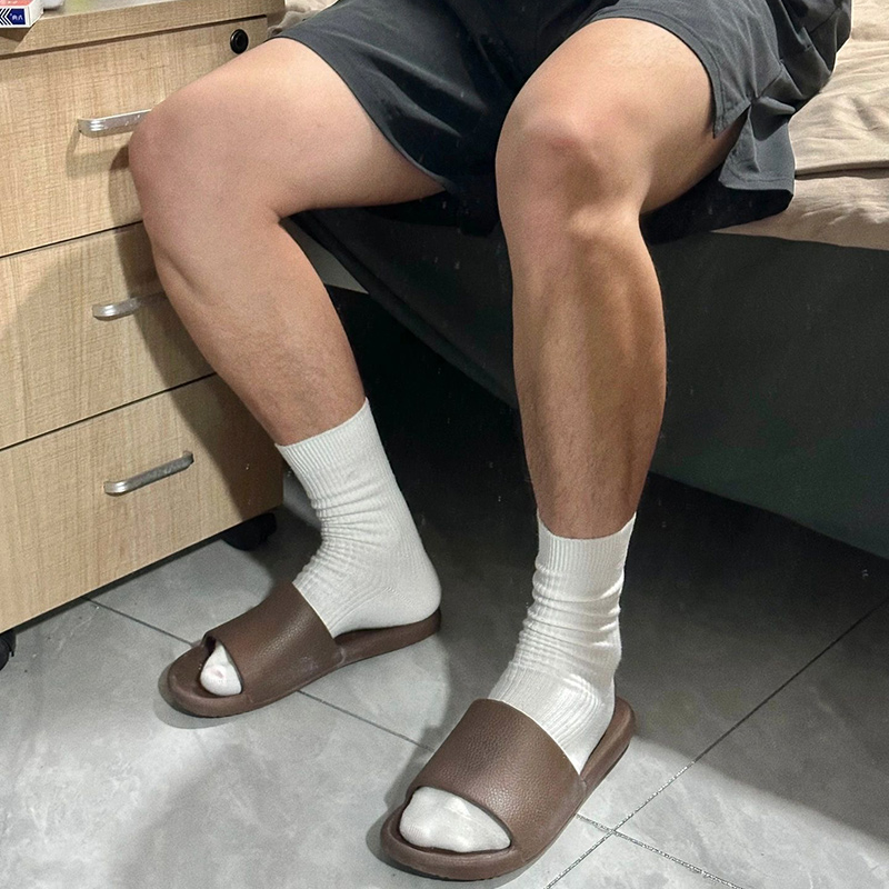 3双纯棉袜子男日系纯色长筒白袜
