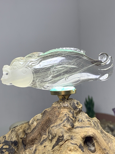 天然巴西金发晶龙鱼摆件挂坠手把车挂观赏送礼!