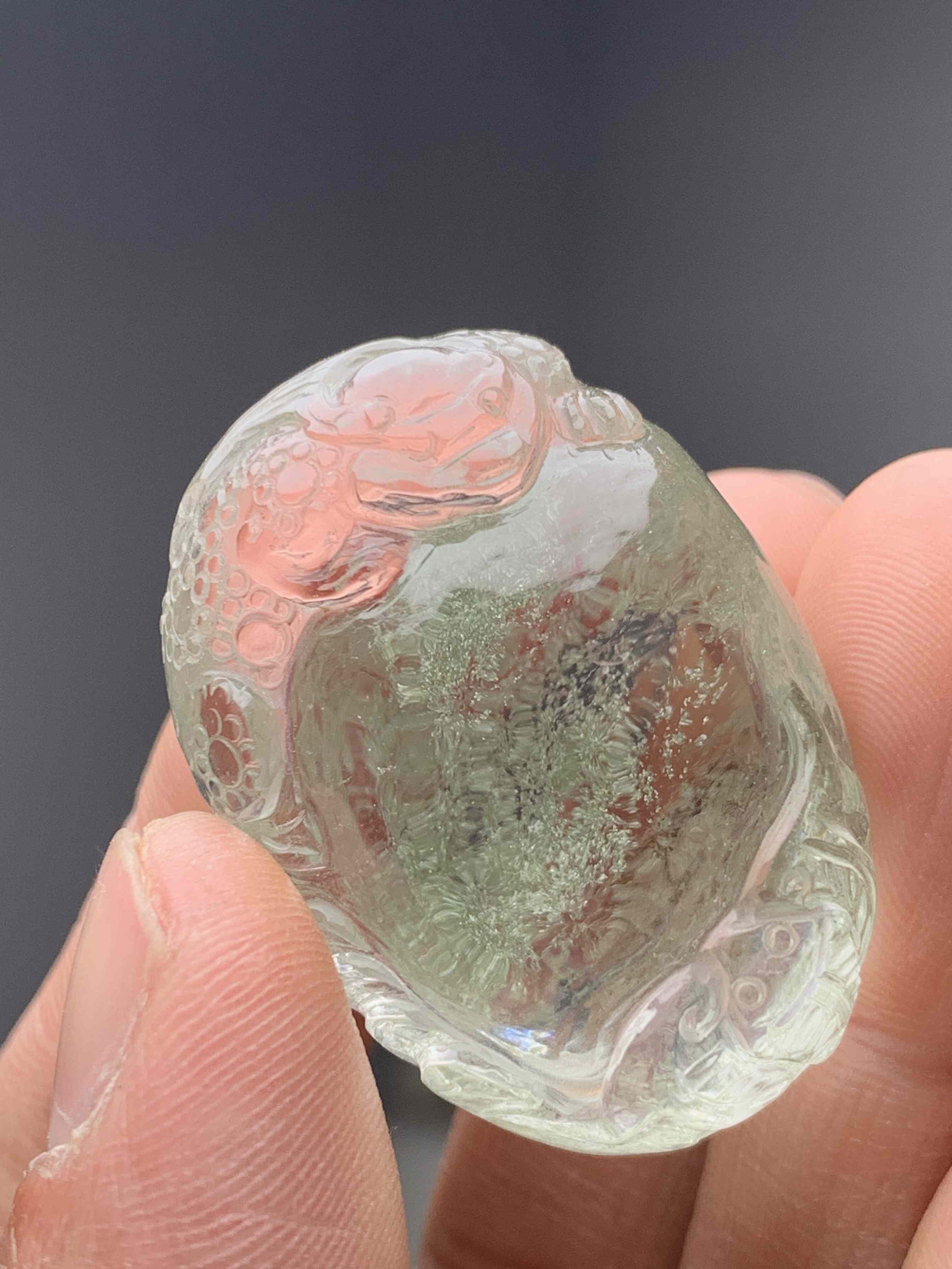 巴西绿幽灵千层福禄财源水晶雕刻件吊坠