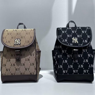 韩国代购MLB老花NY满标双肩包22*28*10休闲百搭背包26新款046N