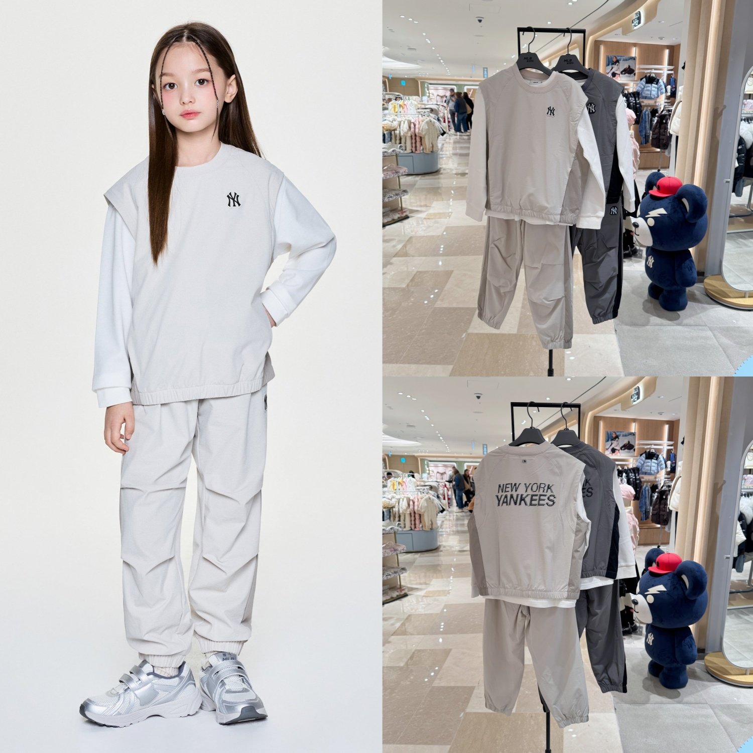 韩国直邮专柜代购MLB儿童休闲T恤薄绒工装裤马甲三件套25冬款0156,童装/婴儿装/亲子装,套装,淘宝优惠券,粉丝福利购,淘宝优惠卷