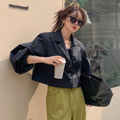 时尚起义泡泡袖夹克西装短外套