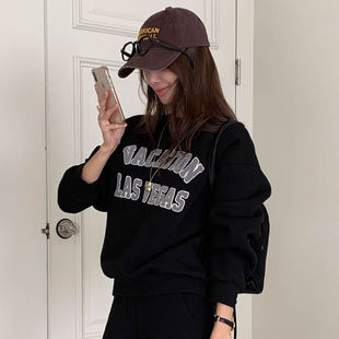 时尚 起义韩国潮范2025冬vacation毛巾绣加绒卫衣T恤tm25111202