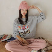 时尚 起义韩国潮范2026春新stars斑驳字母加绒卫衣T恤ps26012305