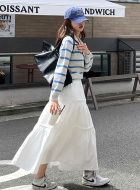 时尚起义韩国代购潮范2025秋冬A字拼接阔摆堆堆半身裙tm25101702
