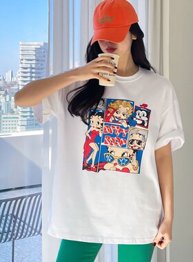 2025春betty贝蒂女孩宽松短袖T恤