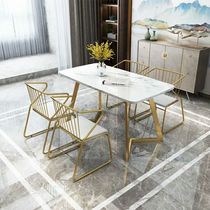 North Europe ins net red marble table household small family dining table light luxury dining table and chair combination iron rectangle