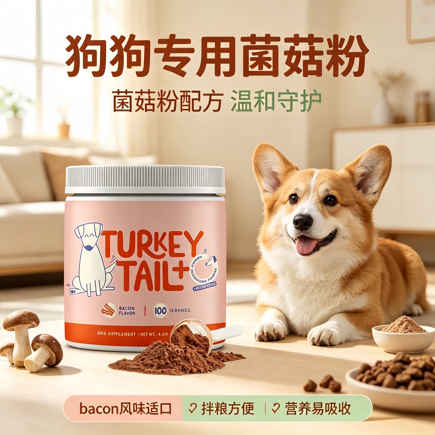 菌菇粉狗狗零食营养拌粮粉泰迪博美幼犬主粮伴侣增强免疫力宠物图片