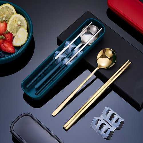 304不锈钢筷勺套装旅行便携式两件套学生户外筷子勺子便携式餐具