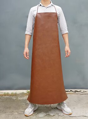 皮革围裙防水防油软皮水产加厚耐磨男女士厨房加中长款耐酸碱围兜