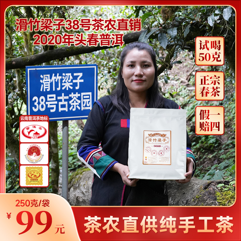 2020春茶【滑竹梁子】勐海滑竹梁子38号茶农普洱生茶古树散茶500g