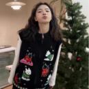 宽松无袖 新款 叠穿上衣潮 黑色卡通刺绣针织马甲外套女秋装 超重工