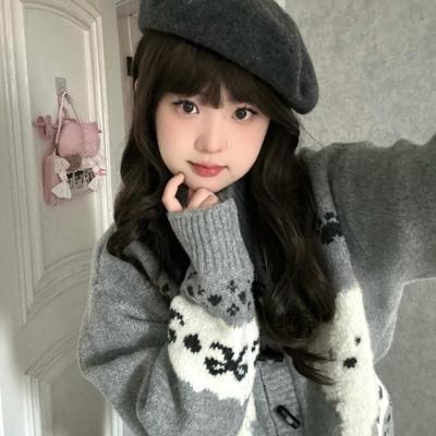 oversize！卡通纽扣圆领开衫毛衣