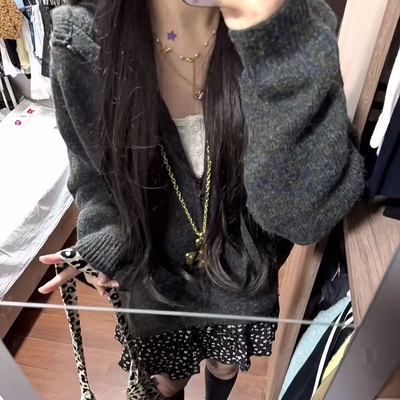 加厚版！慵懒风连帽毛衣开衫