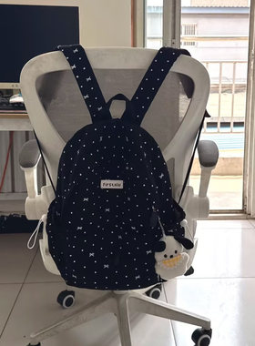 韩国！蝴蝶结波点双肩包包女2026春季新款学生上课大容量百搭背包