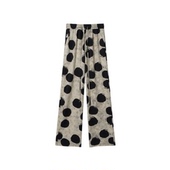 K6F30002时尚 宽松波点 秋冬0002阔腿裤 黑色裤 子印花长裤