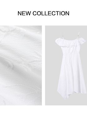 L5F26106夏季新款纯色吊带一字肩时尚白色连衣裙女