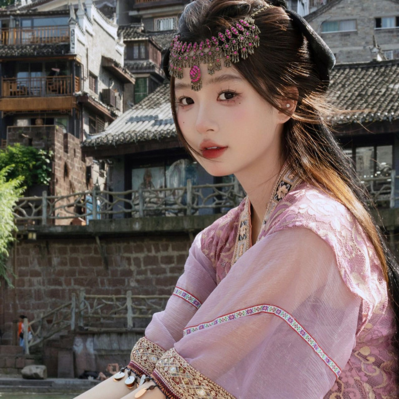 仙剑紫萱cos服云南西双版纳旅拍写真民族风异域风情苗疆汉服套装