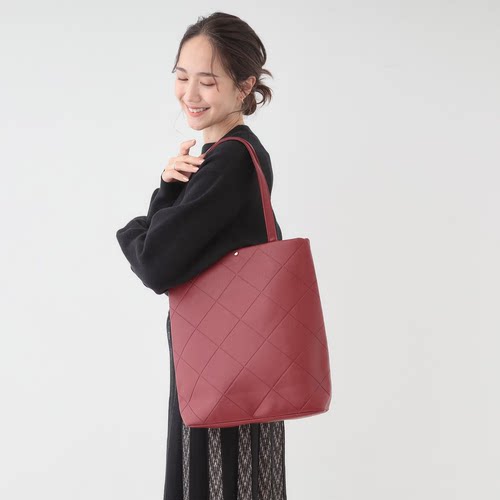 SHOO 2026春季新款 日本原单外贸手提单肩斜纹压花女包