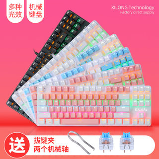 机械键盘青轴双色87键电脑笔记本游戏家用办公RGB发光 跨境直供