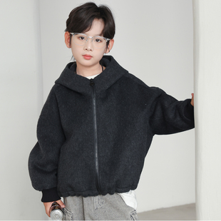 儿童羊毛大衣短款男童双面呢2025秋冬装韩版男孩羊绒大衣外套上衣