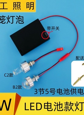 免接线3WLED灯泡3节5号电池款灯笼灯节日活动布展装饰应急小夜灯