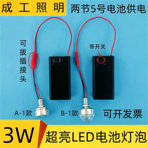 3W创意手工迷你带开关电池灯泡