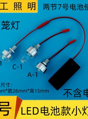 免接线3WLED小灯泡7号5号电池灯笼灯节日板龙模型手工灯泡带开关