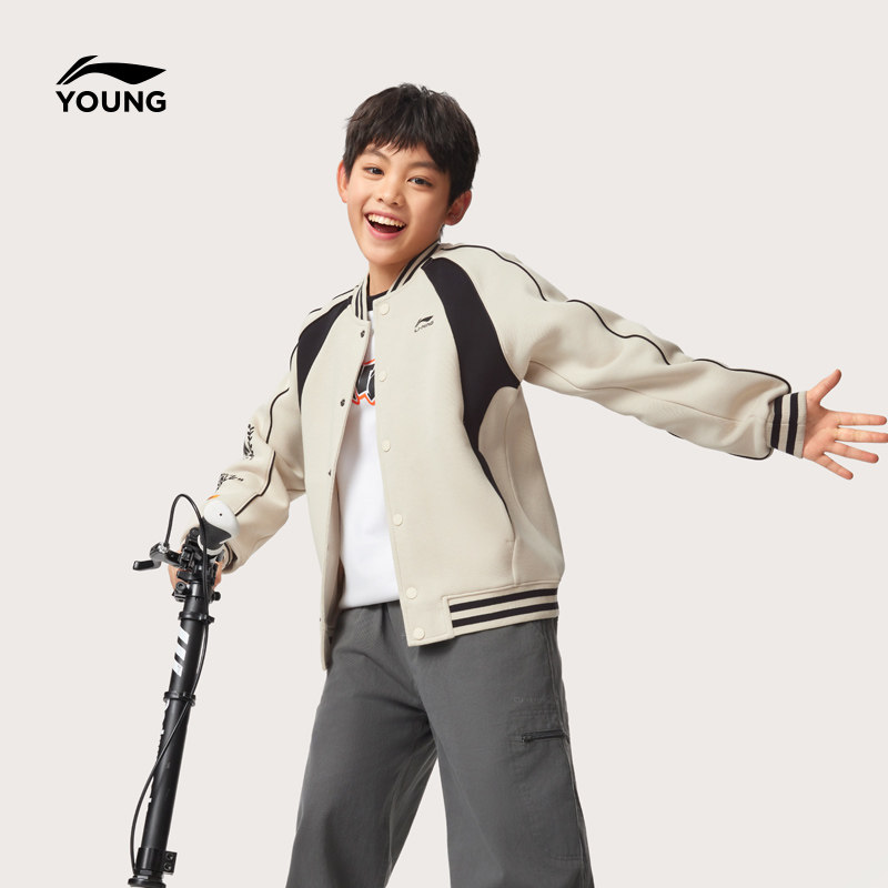 李宁儿童棒球服外套2026新款春夏款男童装女中大童青少年针织夹克