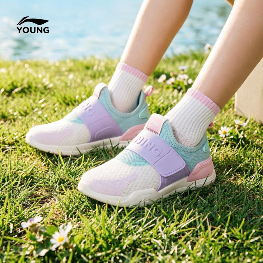 李宁小童一脚蹬闪穿鞋2026新款春季幼儿园室内鞋宝宝女童鞋运动鞋