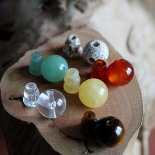 天然水晶玛瑙黄玉菩提子佛头佛塔三眼珠子三通配件三孔108佛珠饰