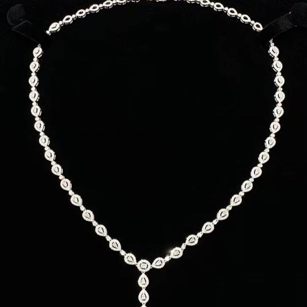 18K金女镶嵌5克拉天然南非高品质钻石水滴豪华项链真金真钻送证书