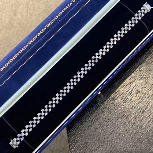 18K白金女镶嵌3.3克拉天然南非高品质钻石圆钻手链真金真钻送证书