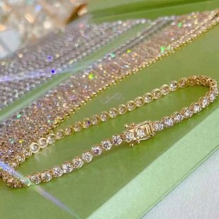 6克拉天然南非大钻小钻圆形钻石手链真金真钻送证书 18K金镶嵌女款